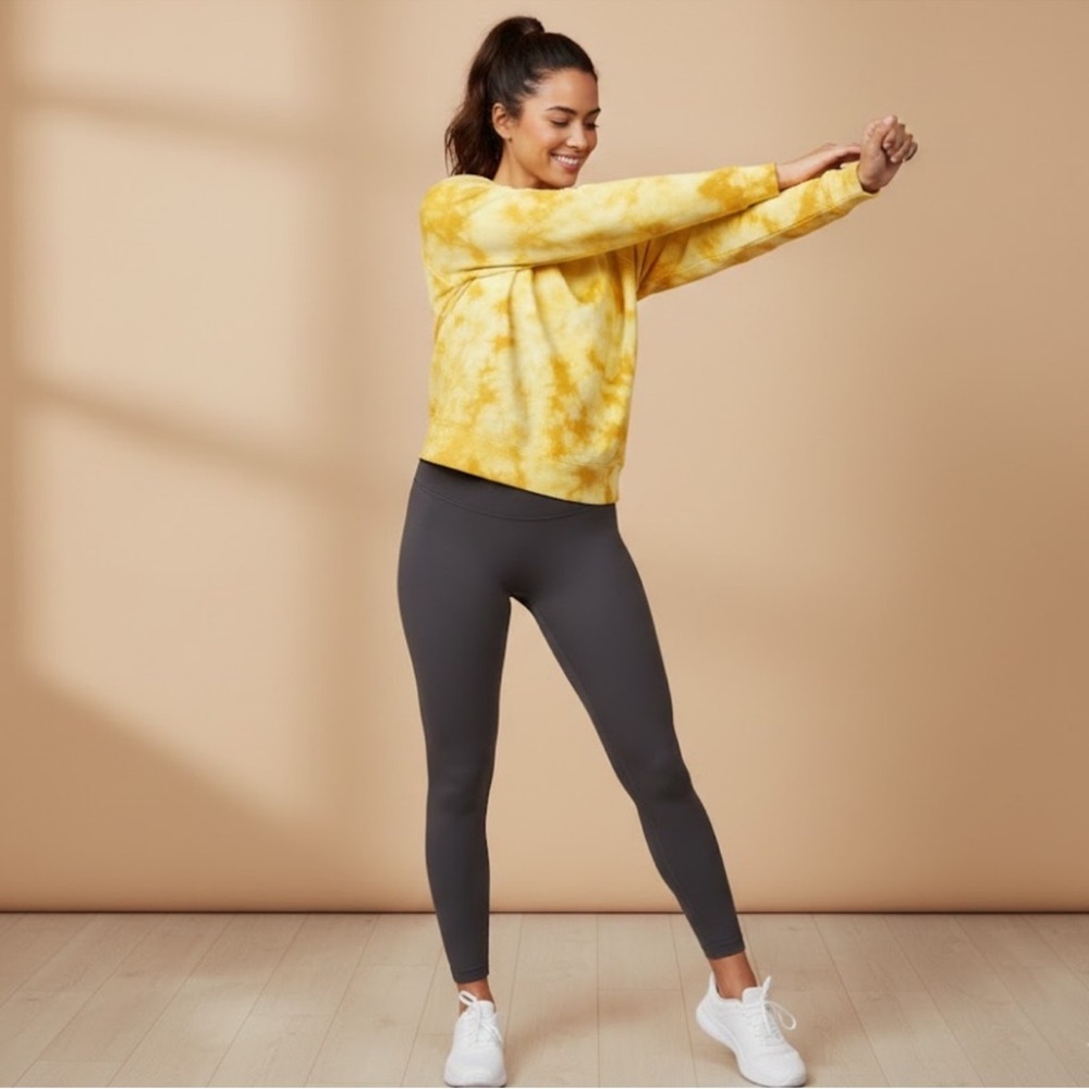 Athleta Sundown Tie Dye Yellow Crewneck Sweater